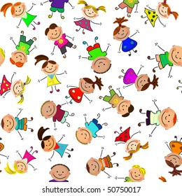 vector seamless background with kids.