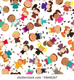 vector seamless background with kids.