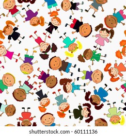 vector seamless background with kids.