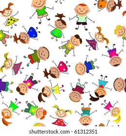 vector seamless background with kids.