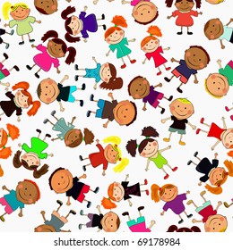vector seamless background with kids.