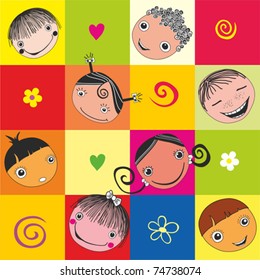 vector seamless background with kids. Vector illustration