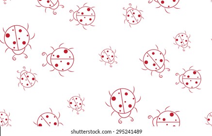 Vector seamless background of ladybirds of different sizes. Beautiful background from insects.