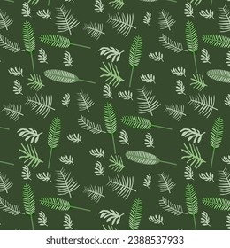 Vector seamless background. leaf pattern Seamless pattern hand-drawn with tropical leaves. floral seamless pattern with leaves The geometric pattern