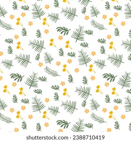 Vector seamless background. leaf pattern Seamless pattern hand-drawn with tropical leaves. floral seamless pattern with leaves The geometric pattern