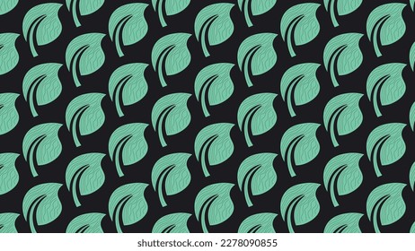 Vector seamless background. Background with leaf, repeating leaf in green color and lines. Nature, natural, leaf, plant. Repeating pattern, textile, fabric. Vector background with pattern.