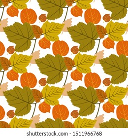 Vector seamless background with leaves. Autumn leaves.