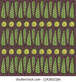 Vector seamless background with leaves and circles