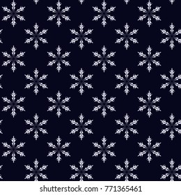 Vector seamless background with light snowflakes on a dark background, winter pattern