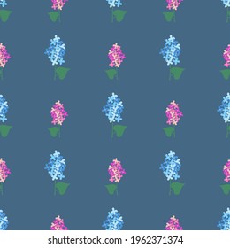 Vector seamless background with lilac flowers. Simple spring pattern