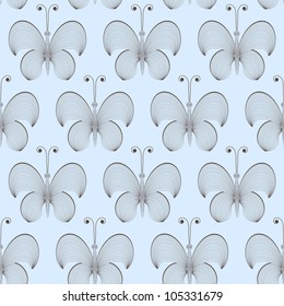 Vector seamless background with line drawing butterflies.  Perfect  cards for any other kind of design, birthday and other holiday