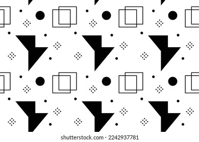 Vector seamless background with lines, square, triangles. Hipster Geometric memphis style seamless pattern. Suitible for poster, fabric, greeting card, banner, textile and covers.