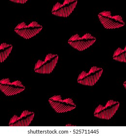 Vector seamless background with lips. Ornament for textile and wrapping.