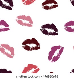 Vector seamless background. lips prints