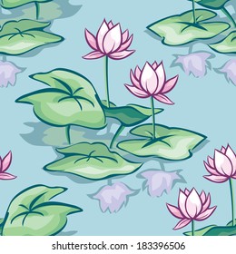 vector seamless background with lotus 