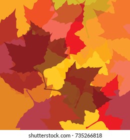 Vector seamless background: a lot of maple autumn leaves on the ground.