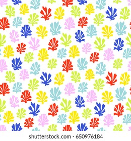 Vector seamless background. Marine floral shapes pattern. Abstract stylized seaweed