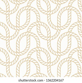 Vector seamless background with marine rope. Nautic pattern white and gold for wallpapers, textile, packaging, design of luxury products - Vector Illustration