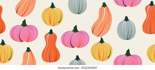 Vector seamless background. Minimalist autumn pattern. Modern print. Ideal for textile design, screensavers, covers, cards, invitations and posters.