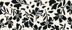 Vector Seamless Background. Minimalistic Abstract Floral Pattern. Modern Print In Black Color On A Light Background. Ideal For Textile Design, Screensavers, Covers, Cards, Invitations And Posters.
