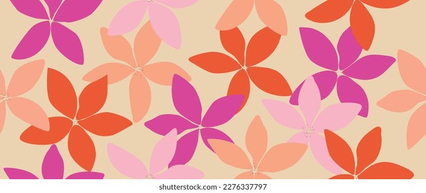 Vector seamless background. Minimalistic abstract exotic flowers. Modern fashion print. Perfect for textile design, backgrounds, screensavers, posters, cards and invitations.