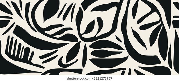 Vector seamless background. Minimalistic abstract pattern of different shapes. Modern black print on a light background. Ideal for textile design, screensavers, covers, cards, invitations and posters.