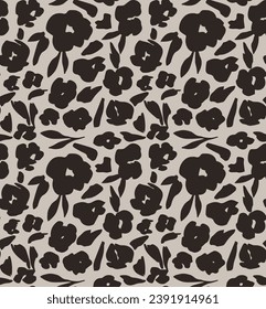Vector seamless background. Minimalistic abstract floral pattern. Modern print in black color on a light background. Ideal for textile design, screensavers, covers, cards, invitations and posters.
