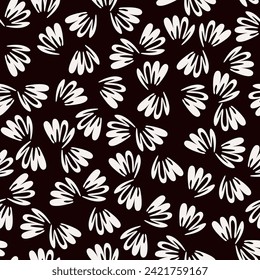 Vector seamless background. Minimalistic abstract floral pattern. Modern print in black color on a light background