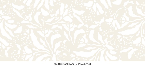 Vector seamless background. Minimalistic abstract floral pattern. Modern black print on a light background. Ideal for textile design, screensavers, covers, cards, invitations and posters.