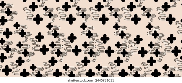 Vector seamless background. Minimalistic abstract pattern. Modern black print on a light background. Ideal for textile design, screensavers, covers, cards, invitations and posters.
