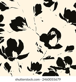 Vector seamless background. Minimalistic abstract floral pattern. Modern print in black color on a light background. Ideal for textile design. vector illustrations