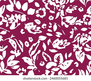 Vector seamless background. Minimalistic abstract floral pattern. Modern print in black color on a light background. Ideal for textile design. vector illustrations