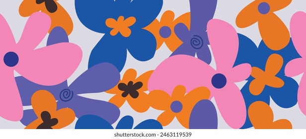Vector seamless background. Minimalistic abstract floral pattern. Modern color print on a light background. Ideal for textile design, screensavers, covers, cards, invitations and posters.
