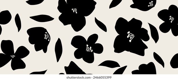 Vector seamless background. Minimalistic abstract floral pattern. Modern print on a light background. Ideal for textile design, screensavers, covers, cards, invitations and posters.