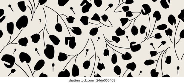 Vector seamless background. Minimalistic abstract floral pattern. Modern print on a light background. Ideal for textile design, screensavers, covers, cards, invitations and posters.