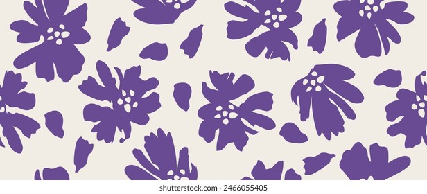 Vector seamless background. Minimalistic abstract floral pattern. Modern print on a light background. Ideal for textile design, screensavers, covers, cards, invitations and posters.