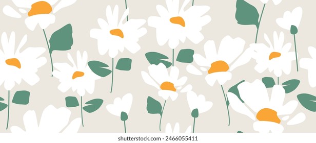 Vector seamless background. Minimalistic abstract floral pattern. Modern print on a light background. Ideal for textile design, screensavers, covers, cards, invitations and posters.