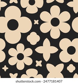 Vector seamless background. Minimalistic abstract floral pattern. Modern print in black and white color. Ideal for textile design, screensavers, covers, cards, invitations and posters.