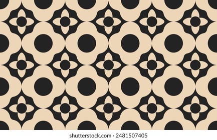 Vector seamless background. Minimalistic abstract floral pattern. Modern print in black and white color. Ideal for textile design, screensavers, covers, cards, invitations and posters.