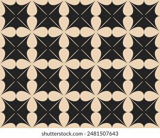 Vector seamless background. Minimalistic abstract floral pattern. Modern print in black and white color. Ideal for textile design, screensavers, covers, cards, invitations and posters.