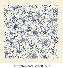 Vector seamless background. Minimalistic abstract floral pattern