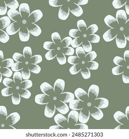 Vector seamless background. Minimalistic abstract floral pattern. Modern print in black color on a light background