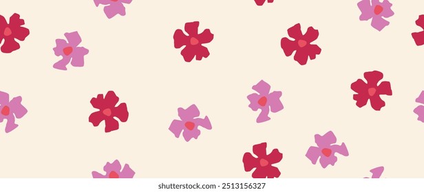 Vector seamless background. Minimalistic abstract floral pattern. Modern colorful print on a light background. Ideal for textile design, screensavers, covers, cards, invitations and posters.