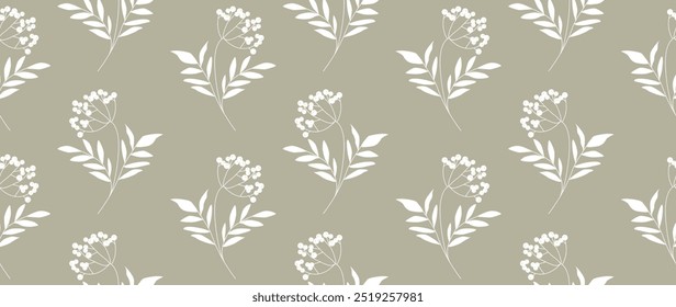 Vector seamless background. Minimalistic abstract floral pattern. Modern print. Ideal for textile design, screensavers, covers, cards, invitations and posters.