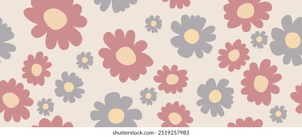 Fundo sem emenda do vetor. Padrão floral abstrato minimalista. Impressão moderna. Ideal para design têxtil, protetores de tela, capas, cartões, convites e cartazes.
