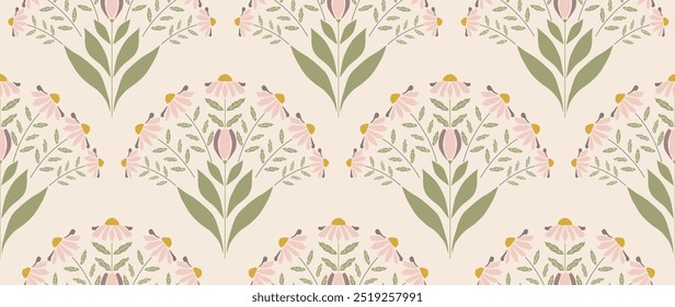 Vector seamless background. Minimalistic abstract floral pattern. Modern print. Ideal for textile design, screensavers, covers, cards, invitations and posters.