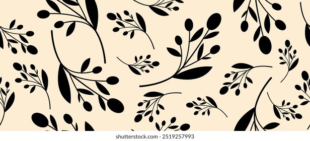 Fundo sem emenda do vetor. Padrão floral abstrato minimalista. Impressão moderna. Ideal para design têxtil, protetores de tela, capas, cartões, convites e cartazes.