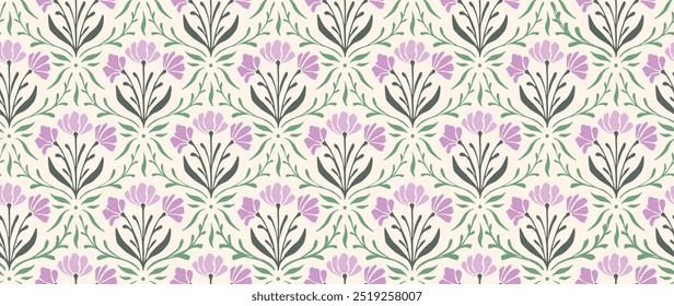 Fundo sem emenda do vetor. Padrão floral abstrato minimalista. Impressão moderna. Ideal para design têxtil, protetores de tela, capas, cartões, convites e cartazes.