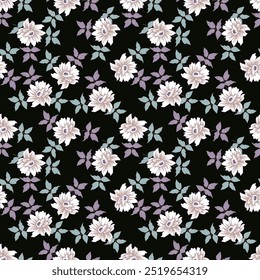 Vector seamless background. Minimalistic abstract floral pattern. Modern print in black color on a light background