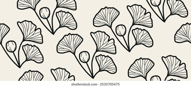 Vector seamless background. Minimalistic abstract leaf pattern. Modern print. Ideal for textile design, screensavers, covers, cards, invitations and posters.